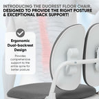 【Premium Dual-Backrests】 Made in Korea Ergonomic Floor Chair with Back Support - Meditation Chair, Floor Gaming Chair, Reading Chair, Floor Chairs for Adults, Foldable Chair (Grey)