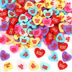 80Pcs Fake Conversation Hearts,Mini Valentines Polymer Clay Conversation Heart Charms Decor Vase Filler for Crafts Pastel Candy Vase Filler Table Decor for Wedding Party Home Decor