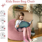 COMAX Bean Bag Chairs for Kids, Toddler BeanBag Sofa with Filler Bean Couch Stuffed for Boys and Girls, Lazy Floor Chair for Playroom, Nursery Room, Pink