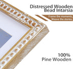 18x24 Rustic Picture Frame with Mat for 16x20, Farmhouse Boho Deco Distressed Beaded Wooden Plexiglass, Vertical or Horizontal Display Photo Gallery Poster Wall Mounting Frame, Natural