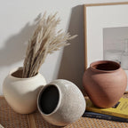 Rustic Terracotta Ceramic Vase, 6.7” Wabi-Sabi Clay Flower Vase, Handmade Pottery Vase for Dried Flowers, Boho Farmhouse Table Centerpiece for Entryway, Shelf, Nightstand Decor