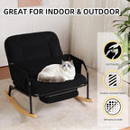 Oversized Reclining Rocking Chair with Foot Rest, 110°–160° Adjustable Backrest, Upholstered Armchair with Side Pocket for Nursery and Living Room, Black