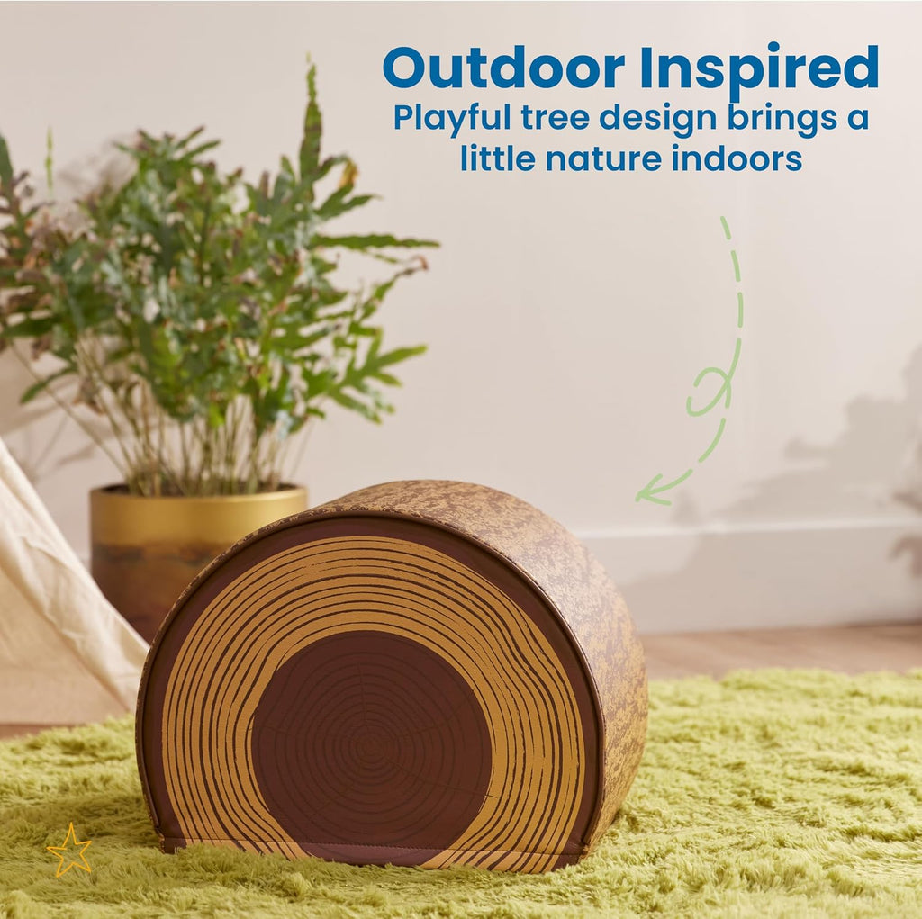 ECR4Kids SoftZone Tree Log Quarter Seat, 12in, Kids Bench, Chocolate