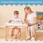 Bateso Sensory Table for Toddlers 1-3 with 2 Chairs & Roll Paper, Wooden Kid Activity Table Chair Set with Double-Sided Boards and 2 Storage Bins for Sand and Water Play