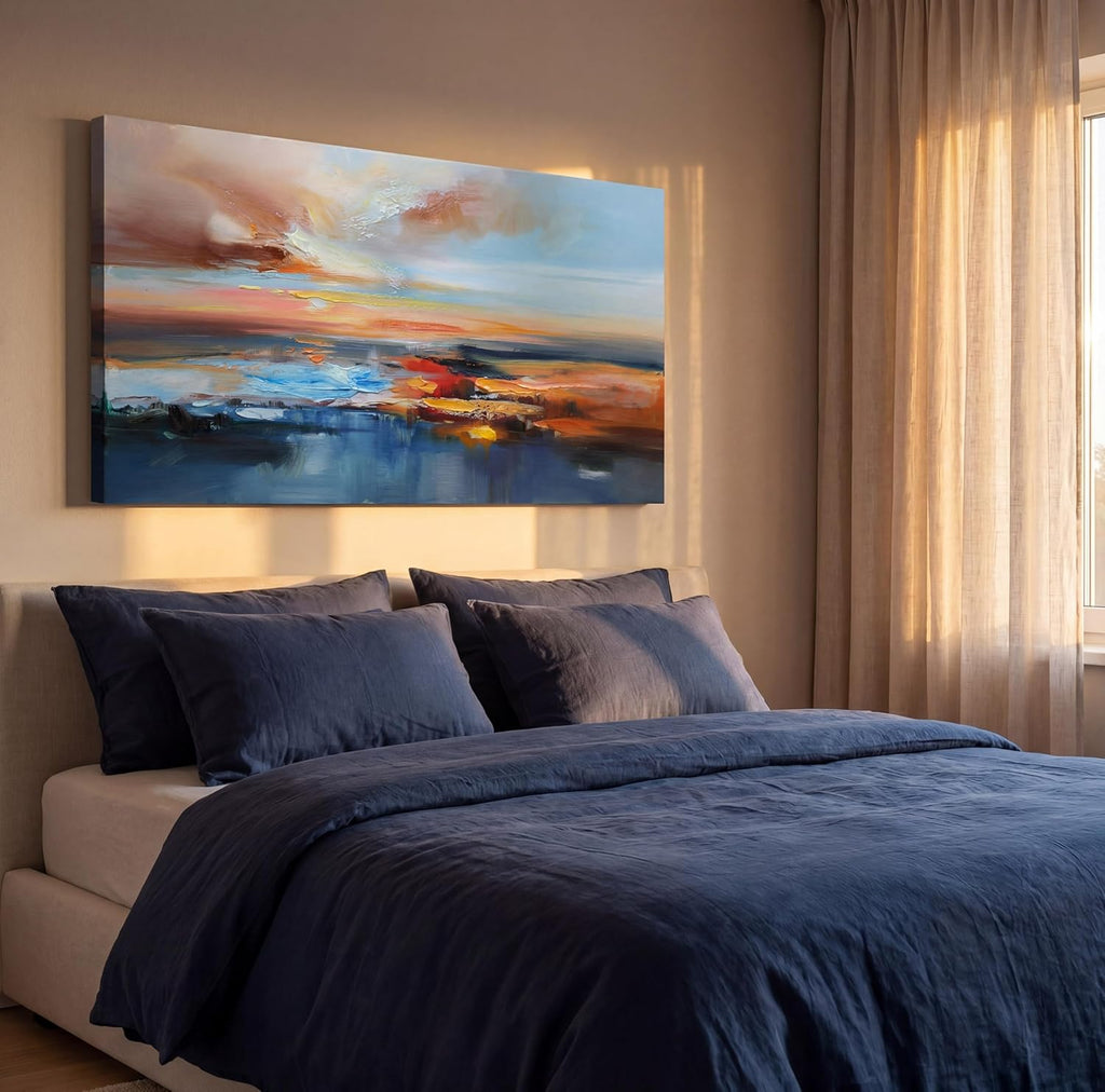 Brushart Abstract Wall Art Large Landscape Canvas Wall Art Pictures Paintings Wall Decor Living Room Textured Artwork for Dining Room Walls Bedroom Home Office, 48"x24"