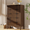47 Inch Tall Dressers for Bedroom Fluted 5 Drawer Dresser, Wooden Dresser Modern Chest of Drawers Dressers with Organizer Storage for Bedroom, Living Room, Entryway, Walnut
