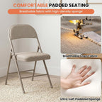 30 Pack Folding Chairs, Fabric Dining Chair Set with Padded Cushion and Back, Indoor Outdoor Seat for Home Office, Parties, Events, Wedding, Extra Guest Seating, Desert Khaki