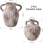 Ceramic Vases Set of 2, Flower Vase Bud Vases Small Vase for Pampas Grass Home Decor Modern Boho Living Room Bathroom Office Coffee Desk Fireplace Centerpieces Gift for Mother, Wife