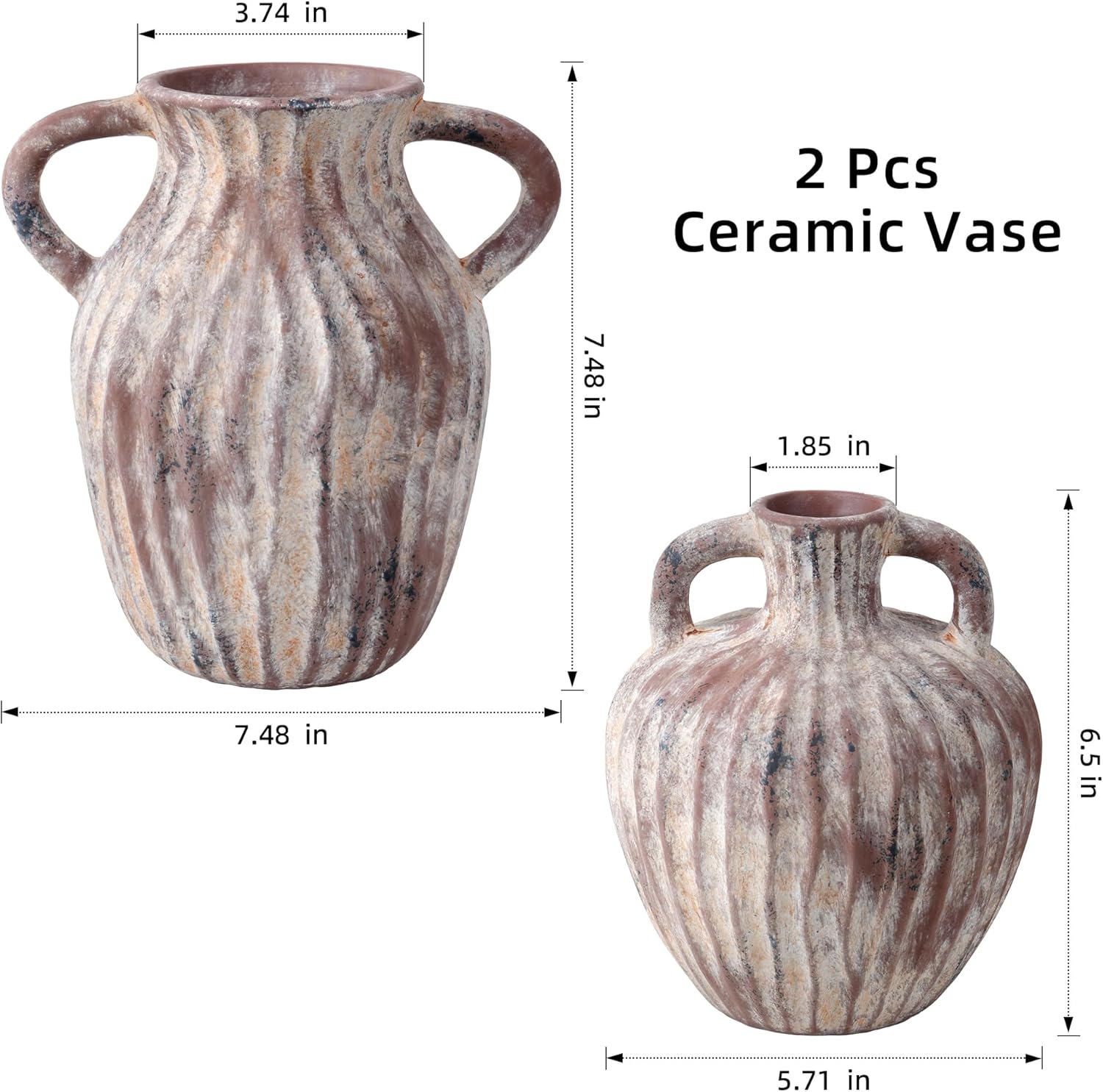 Ceramic Vases Set of 2, Flower Vase Bud Vases Small Vase for Pampas Grass Home Decor Modern Boho Living Room Bathroom Office Coffee Desk Fireplace Centerpieces Gift for Mother, Wife