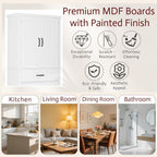 73 Inch Bathroom Storage Cabinet with Door Shelves, White | White MDF, bathroom kitchen or dining room, door shelves, adjustable shelf, lower compartments, anti-tip devices, 72.5 in H