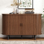 Buffet Cabinet with Storage, Fluted Sideboard Buffet with Sliding Door, Coffee Bar Cabinet with Adjustable Shelf, Console Table, Accent Table for Entryway, Kitchen (Walnut, 48 Inch)