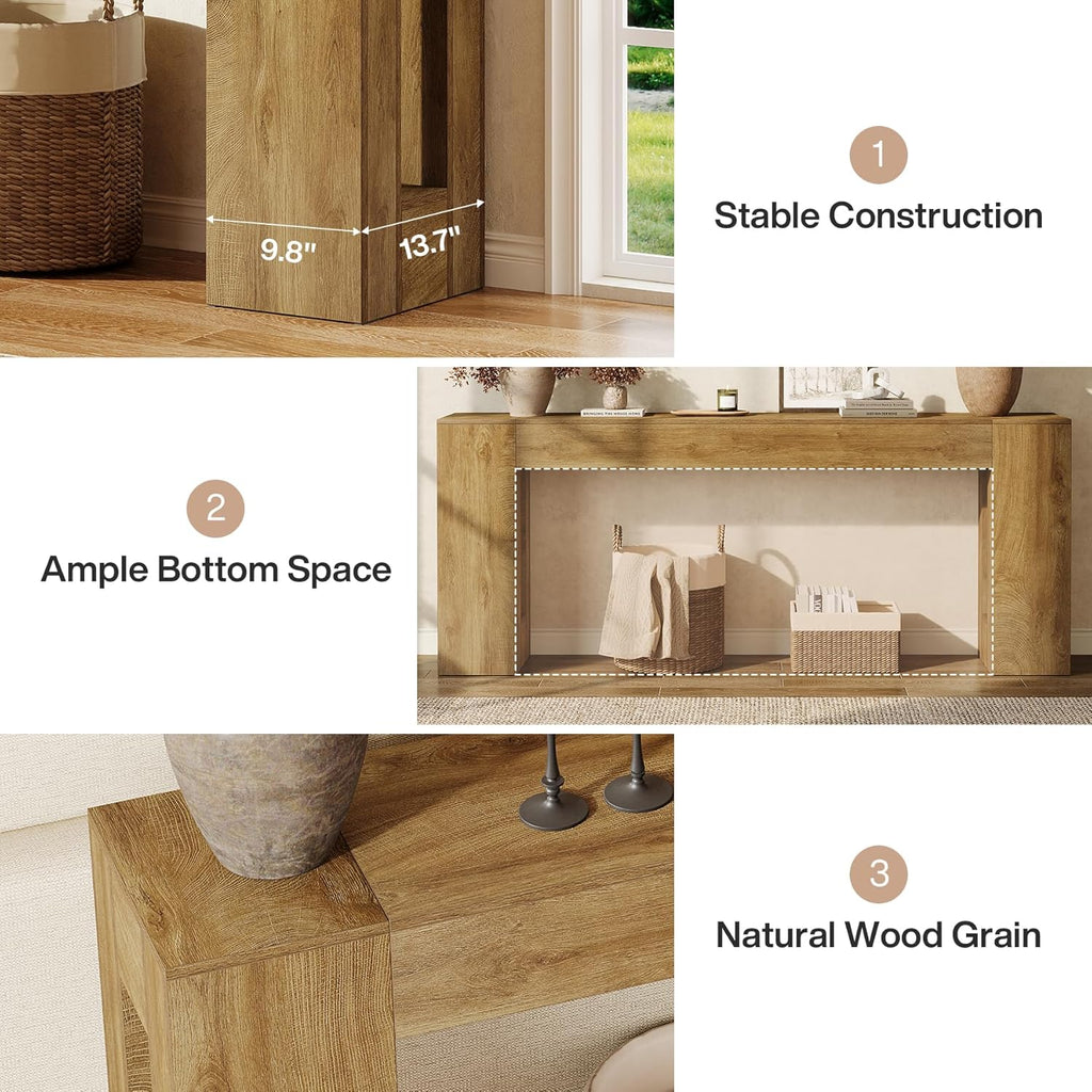 Tribesigns 79-Inch Extra Long Console Tables for Entryway, Farmhouse Narrow Sofa Table Behind Couch with Thick Legs, Wooden Entryway Accent Furniture for Living Room, Hallway, Foyer, Light Brown