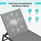 Amopatio Patio Lounge Chairs with Wheels 2 Outdoor Chaise Lounges and 1 Side Table for Poolside Adjustable Lounge Chair with Heavy-Duty Steel Frame for Backyard Poolside,400 LBS Capacity, Gray