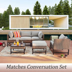 Outdoor Patio Ottoman with Cushion All Weather Wicker Footrest Rattan Furniture Square Footstool Seat with Metal Frame for Deck Yard Lawn