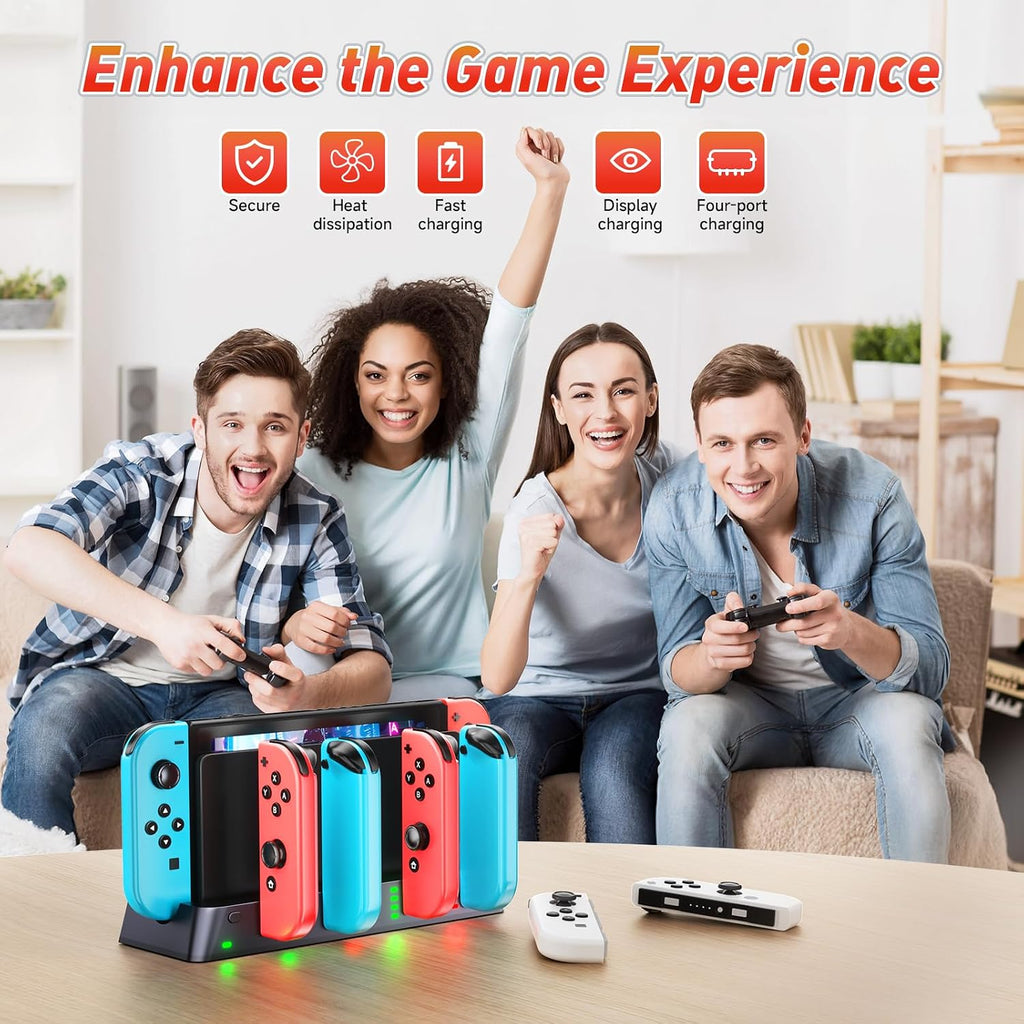 Switch Controller Charger Dock Station for PSP Gaming Console Compatible with Nintendo Switch & OLED Model Joy-con, Charging Dock Station Support to Charge 6 Joycons