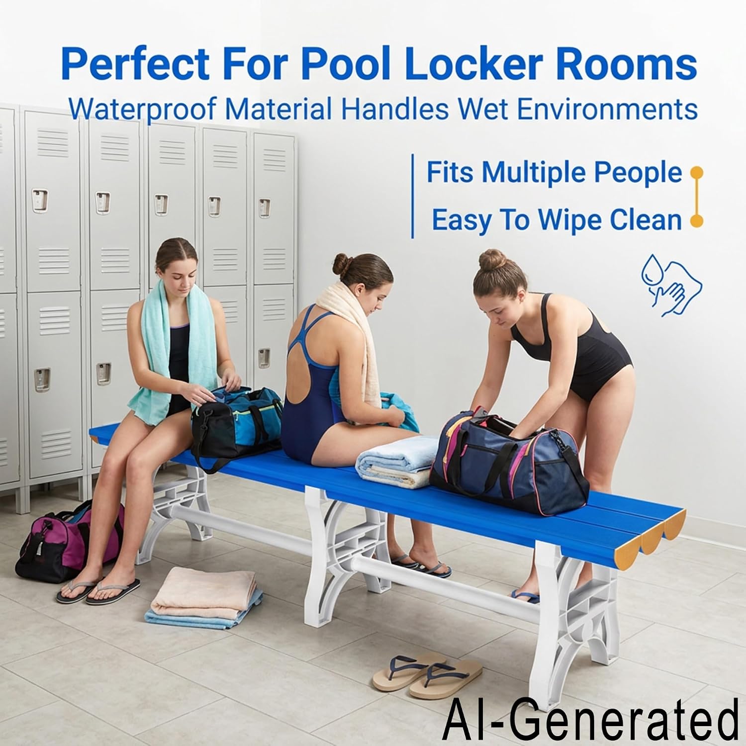 ABS Plastic Utility Bench for Locker Room, Pool, Gym and Spa, Indoor Outdoor Seating Bench(80inch)
