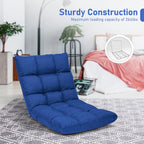 COSTWAY Floor Chair, Folding Gaming Chair with Back Support, 14 Adjustable Positions, Alloy Steel Frame, Lazy Sofa Lounge for Playing Reading Meditating Room Recliner for Adults, Kids (Blue)