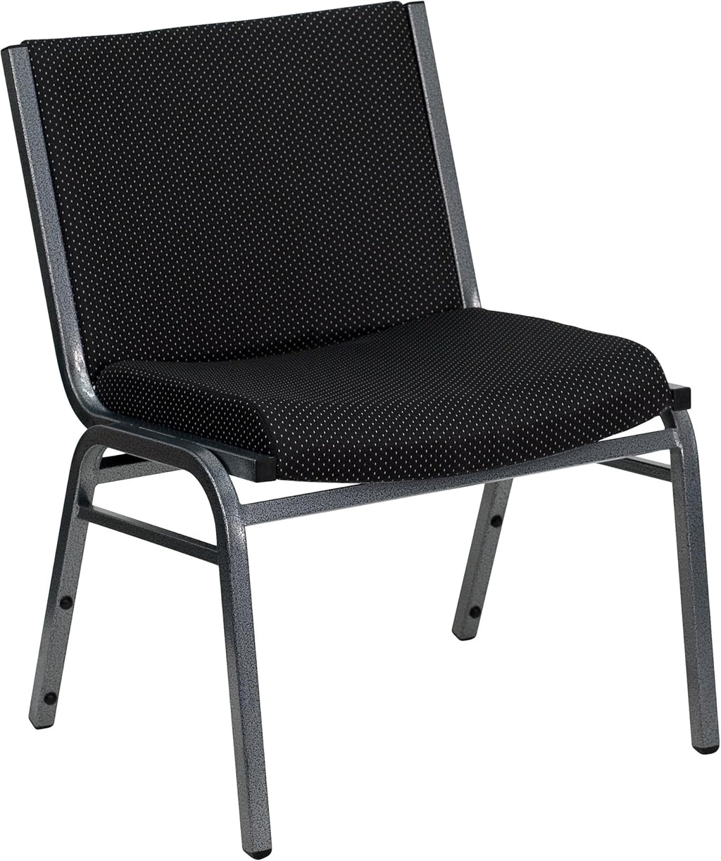 Rated Black Fabric Stack Chair with Ganging Bracket