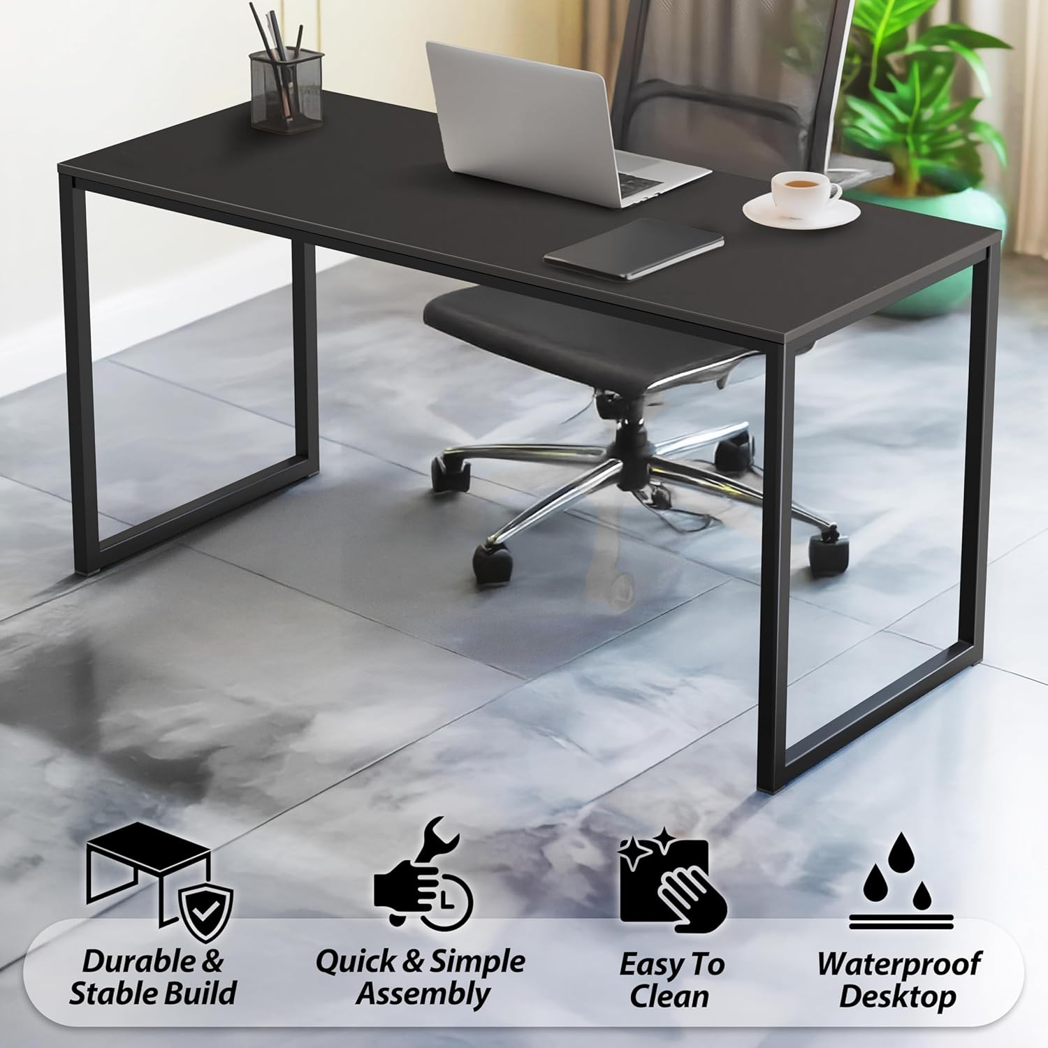 SHW Mission 40-Inch Home Office Computer Desk, Black