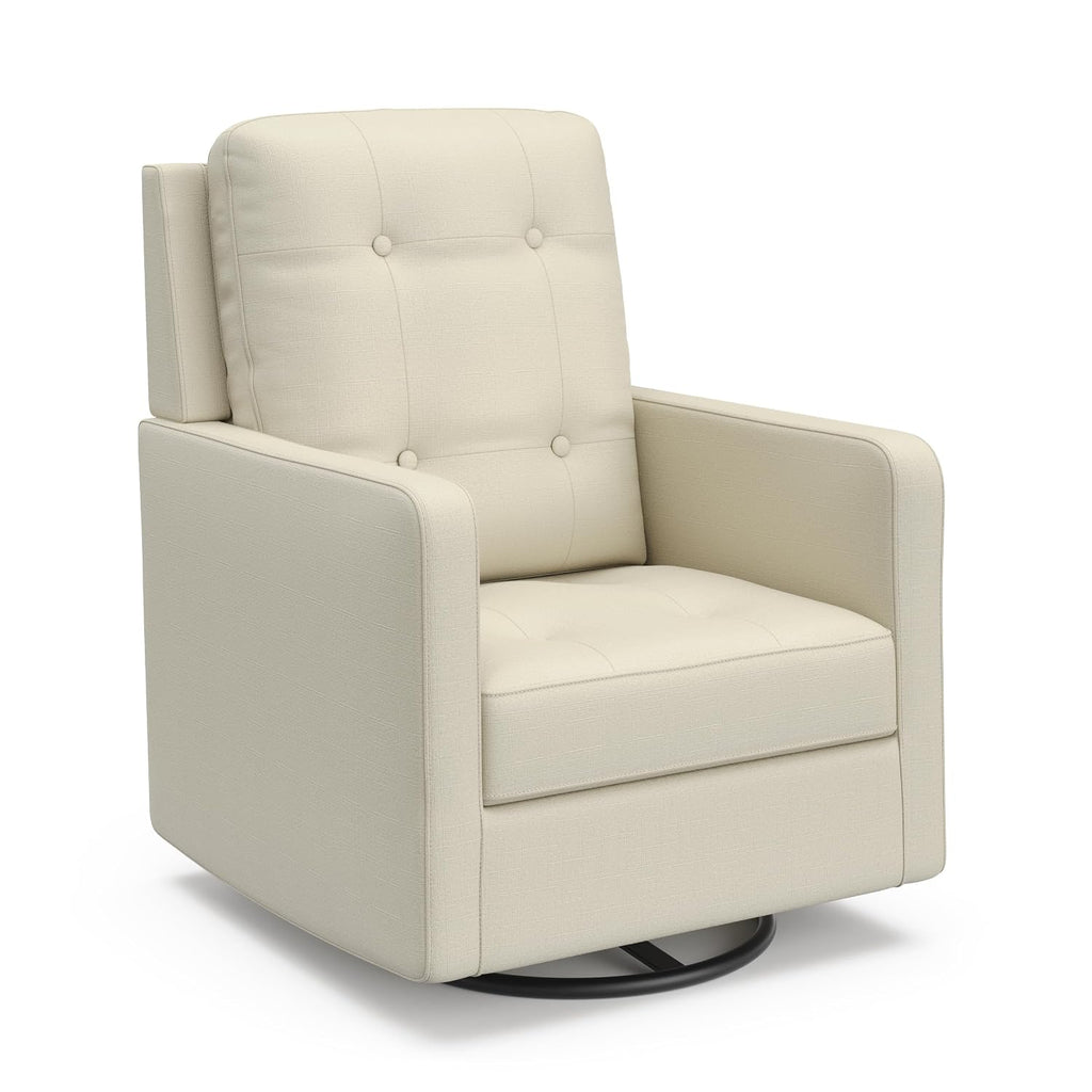 Storkcraft Beckett Small Spaces Swivel Glider Nursery Chair (Pearl) – Conveniently Compact Size, Baby Nursery Chair Designed for Smaller Nurseries and Bedrooms
