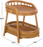 SAFAVIEH Couture - Shayleen 2-Tier Natural Rattan Accent Table - Handwoven Boho Coastal Design - Fully Assembled - Ideal for Living Room, Bedroom, Kitchen (CWK3023A)