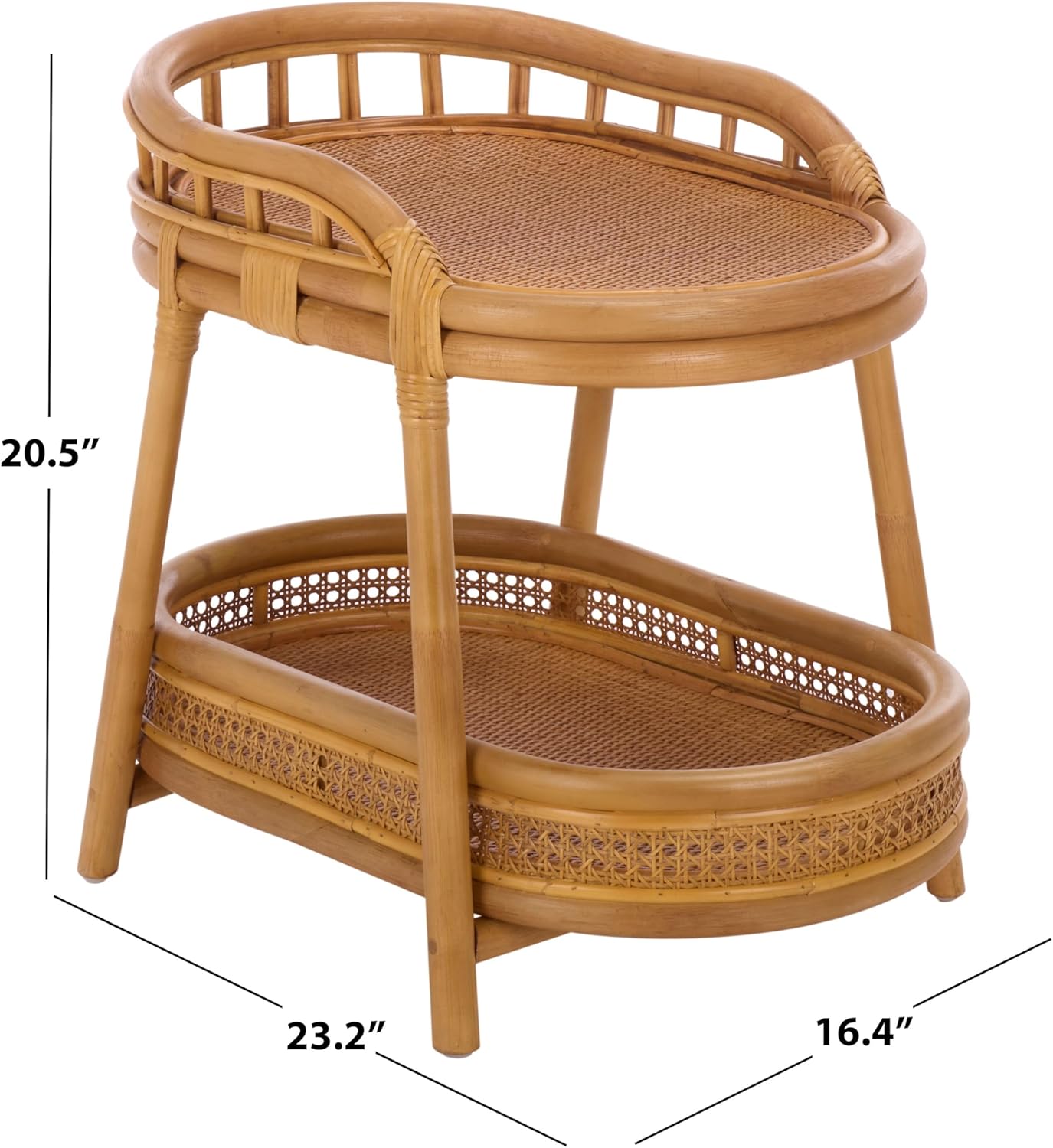SAFAVIEH Couture - Shayleen 2-Tier Natural Rattan Accent Table - Handwoven Boho Coastal Design - Fully Assembled - Ideal for Living Room, Bedroom, Kitchen (CWK3023A)