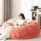 Bean Bag Chair for Adults Soft Comfy Bean Bag for Adults, Cozy Reading Chair, Large Round Bean Bag Couch, Versatile Living Room & Bedroom Chairs (Pink, 5FT)