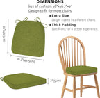 ELFJOY Chair Cushions for Dining Chairs Non Slip Chair Pads Set of 4 Seat Cushions with Ties Indoor 16.7" x 16" Green