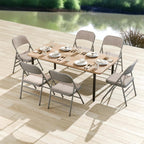 4 Pack Grey Folding Chairs with Fabric Padded Cushion, Fabric Dining Chair Set Portable Indoor Outdoor Stackable Foldable Chair for Home Office Events Wedding Party