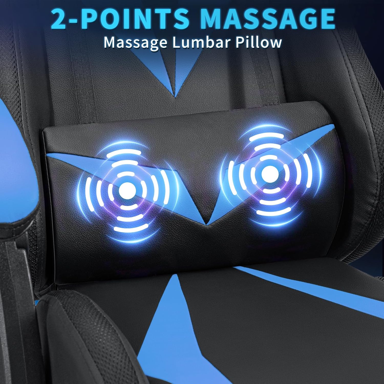 RGB Gaming Chair with LED Lights Massage Ergonomic Game Chairs for Adults High Back Reclining Computer Chair with Footrest Video Game Chair Lumbar Support Racing Style Gamer Chair Blue and Black