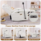 Olela Power Glider Recliner Nursery Chair, Swivel Rocking Chair with Electric Lumbar Support, USB Charging, Smart Cup Holder, Light, Adjustable Armrest, Wireless Phone Charger Holder, Chenille