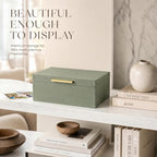 ZICOTO Decorative Photo Storage Box - Sturdy PU Leather Photo Organizer with Dividers is Perfect to Store Up to 1200 Pictures and 4x6 Photos - Portable Scrapbook Storage Containers with Lid