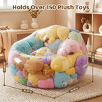Clear Stuffed Animal Storage Bean Bag Chair, 37.01 x 38.19 Inch, 0.35mm Thick Waterproof PVC Toy Organizer, Plushies & Stuffy Storage, 330 LBS Heavy Duty Seat for Kids & Adults