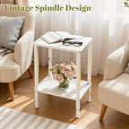 Side Table, Small End Table, 2-Tier Nightstand with Storage Shelves, Coffee Table for Small Spaces, Curved Design, Sofa Table for Living Room, Bedroom, White