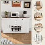 54" Farmhouse Buffet Cabinet with Storage, Sideboard Buffet Cabinet with Drawer, Adjustable Shelves & Wood Grain Top, Kitchen Buffet Storage Cabinet for Dining Room, Living Room, Coffee Bar
