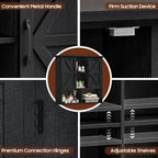 Vabches Bathroom Wall Cabinet, Farmhouse Medicine Cabinet with Double Barn Door and Adjustable Shelves, Wooden Vintage Storage Cabinet Wall Mounted for Bathroom, Kitchen Dining, Rustic Black