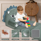 decalsweet Foldable Kids Sofa Couch 2 in 1 Children Convertible Sofa Flip Open Extra Wide Soft Lightweight Armchair for Kidsroom Playroom