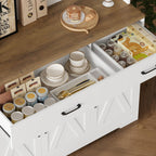 HOSTACK 71" Pantry Cabinet with Charging Station, Tall Kitchen Pantry Storage Cabinet with Microwave Stand, Farmhouse Kitchen Hutch with Storage Drawers for Living Room, Dining Room, White