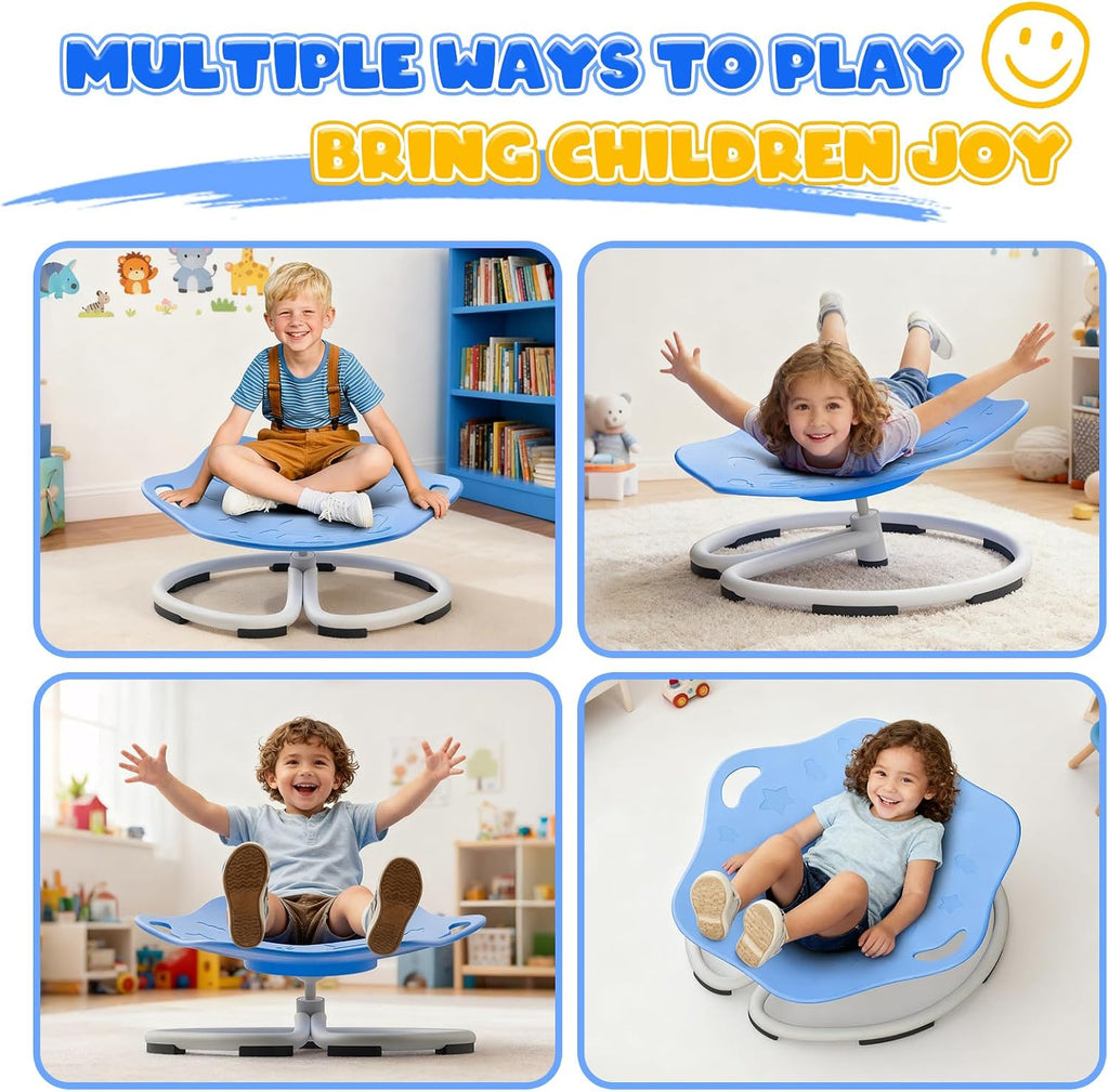 Spinning Chair for Autistic Kids, Sensory Swivel Chairs, Sit and Spin Sensory Toys with Grippable Handle Design, Trains Body Coordination, Autism ADHD Chairs Indoor Outdoor Play Equipment (Blue)