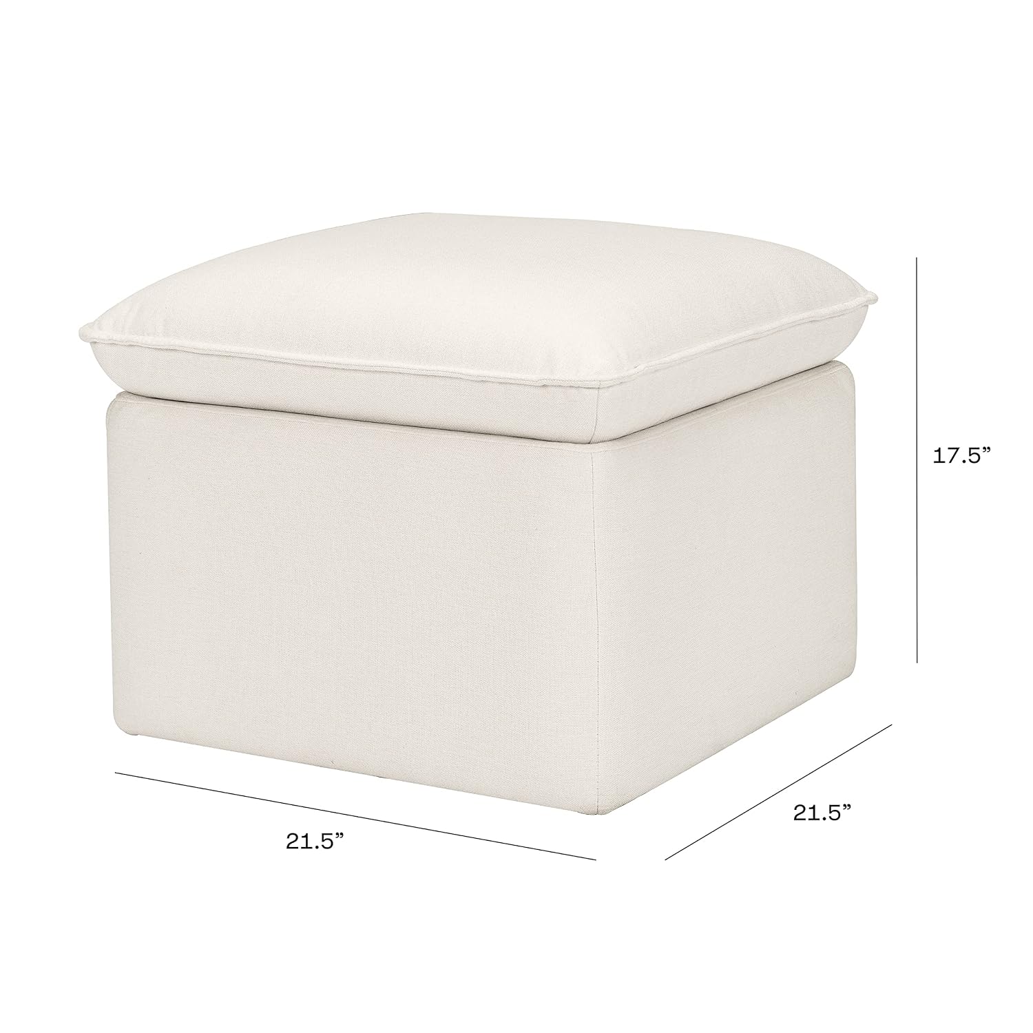 Babyletto Cali Storage Ottoman in Performance Cream Eco-Weave, Water Repellent & Stain Resistant, Greenguard Gold Certified and CertiPUR-US® Certified