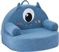 VEVOR Kids Sofa Comfy, Monster Style Foam Toddler Couch with Armrests, Movable & Washable Kids Sofa Made of 28D Sponge & Teddy Plush for Playroom, Bedroom, Living Room, Ideal Present for Child, Blue