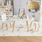 Kids Table and 2 Chairs Set, 3 Pieces Toddler Table and Chair Set, Kids' Table & Chair Sets, Kid Play Table for Daycare, Classroom, Home (White)