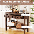Giantex 2-Tier Narrow Console Table, 38" Retro Entryway Table with 2 Drawers and Open Storage Shelf, Wood Accent Sofa Tables for Living Room, Foyer, Hallway, Bedroom, Entrance