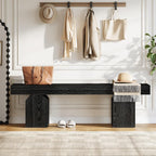 Tribesigns Entryway Bench, 59" Long Black Shoe Bench with Arched Bases, Wooden Indoor Bench for Entry Way, Living Room, Bedroom