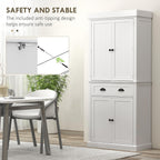 HOMCOM 71" Kitchen Pantry Cabinet with LED Motion Sensor Light, Tall Storage Cabinet with 6 Door Shelves, Drawer & Adjustable Shelves, for Living & Dining Room, White
