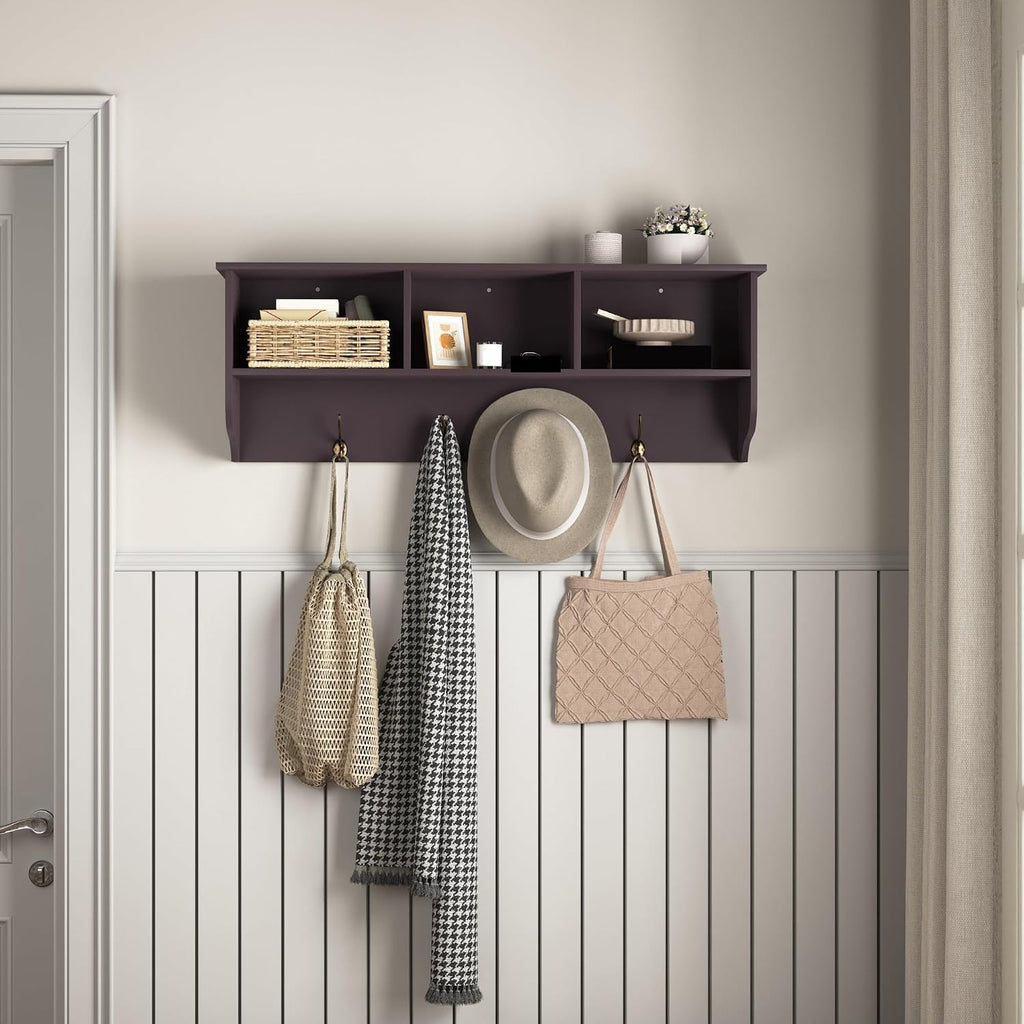 Modern Entryway Wall Mounted Coat Rack, with 4 Dual Hooks Living Room Storage Shelf,for Kitchen Home