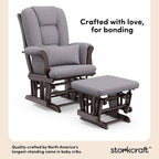 Storkcraft Tuscany Glider & Ottoman with Lumbar Pillow, Espresso/Gray Swirl