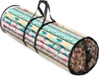 ZOBER Round Christmas Gift Wrapping Paper Organizer Storage - 40 Inch Gift Wrap Storage Containers - Wrapping Paper Holder, Clear PVC Waterproof, Fits 25 Standard Rolls - Black
