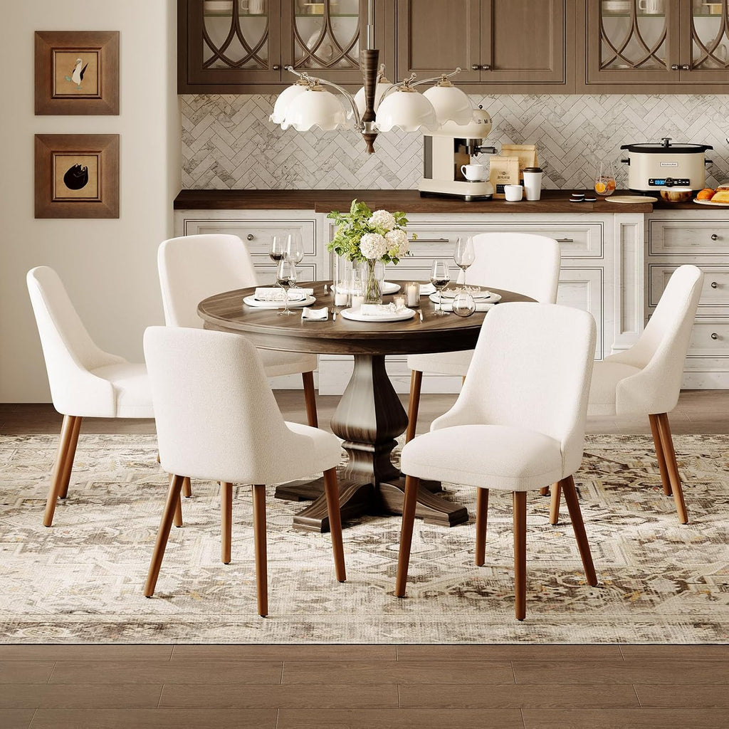 MALOL Dining Room Chair Set of 2, Upholstered Kitchen Chairs with Wood Legs, High-Back Padded Dining Chairs for Dining Room/Restaurant/Cafe, Beige
