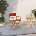 Casual Home Director's Chair ,Natural Frame/Red Canvas,18" - Classic Height